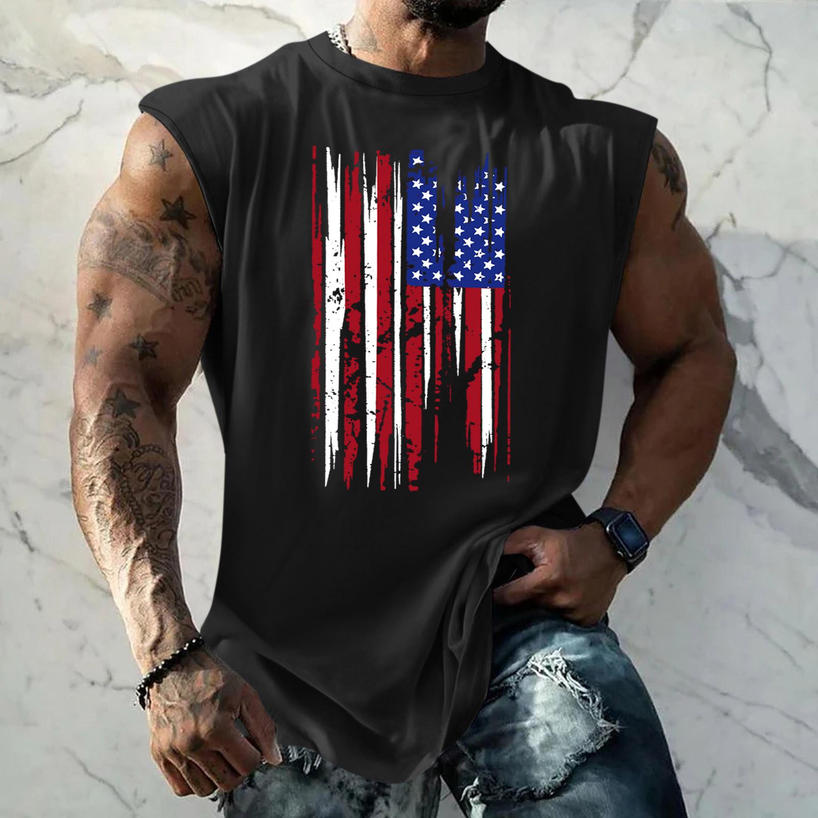 

Мужской летний модный повседневный топ без рукавов на бретельках M чёрный