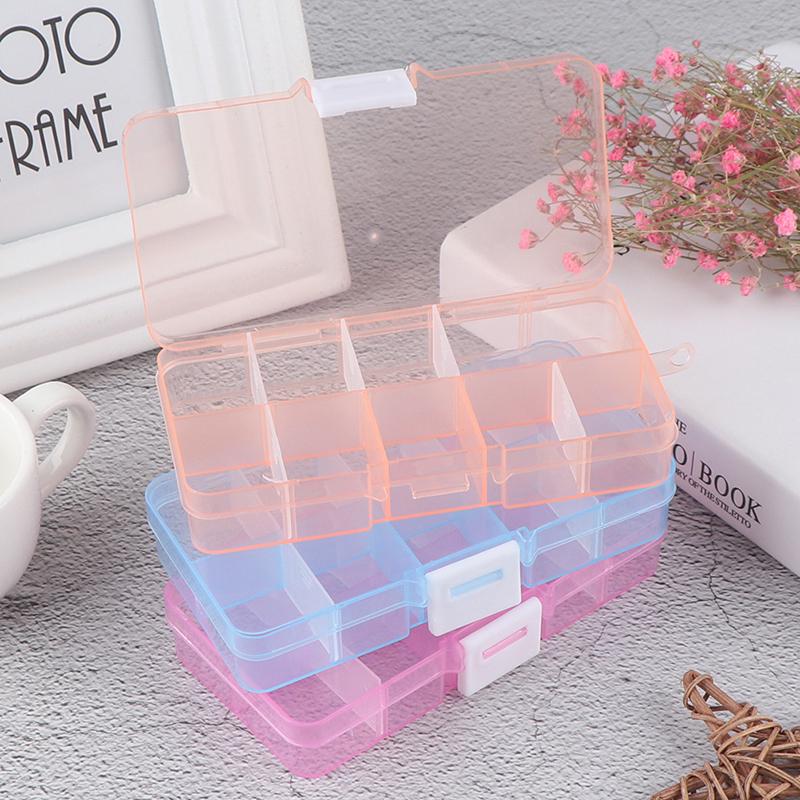 Adjustable 10 Compartment Plastic Storage Box Jewelry Screw Organizer Container