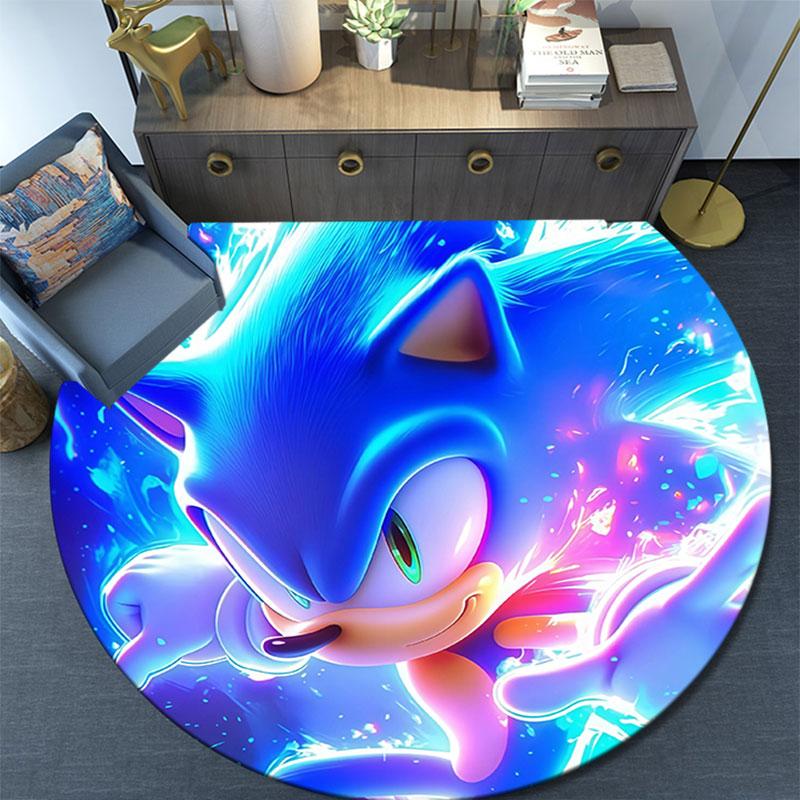 Sonic the Hedgehog,Round Area Rug,Carpet Rug for Living Room Bedroom Sofa Playroom Decor,Non-slip Floor Mat