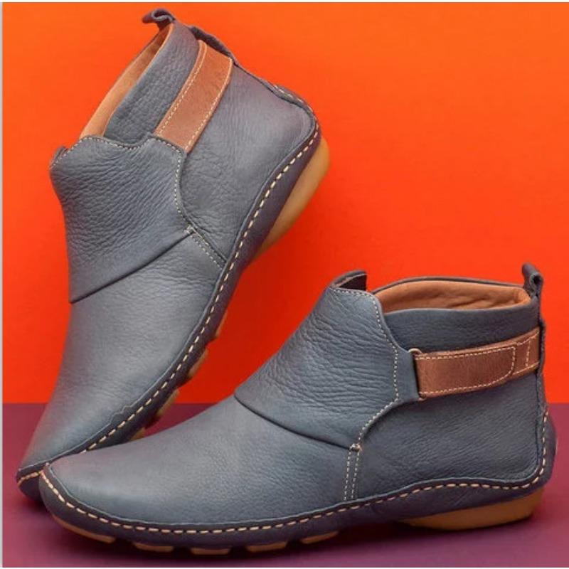 20 autumn and winter women's shoes fashion Velcro flat short boots women's large size Martin boots
