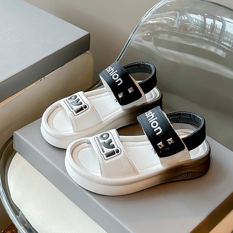 Girls Summer Sandals Children Beach Shoes Soft Sole Non-slip Kids Casual Sandals Simple Hook & Loop Breathable 2024 New