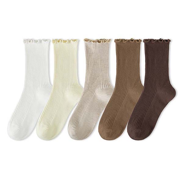

WTEMPO Autumn Winter Women s Seamless Thick Warm Mid-calf Socks Home Casual Versatile Stretchy Solid Color Floor Socks 5-pair разноцветный