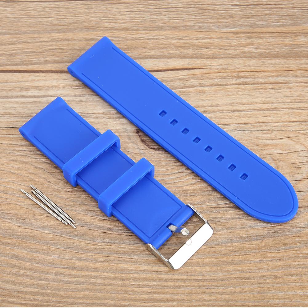 24mm Watch Band Silicone Pin Buckle Waterproof Sweat Proof Watch Strap