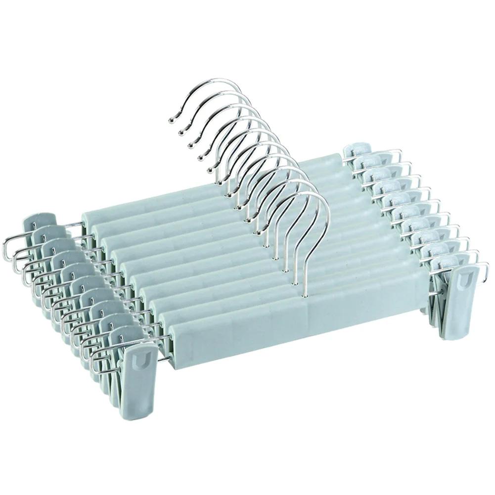 10PCS Metal Trouser Hanger with Adjustable Clip Shorts Hangers Non Slip Saving Space for Hanging Trousers/Socks/Skirts/Coats