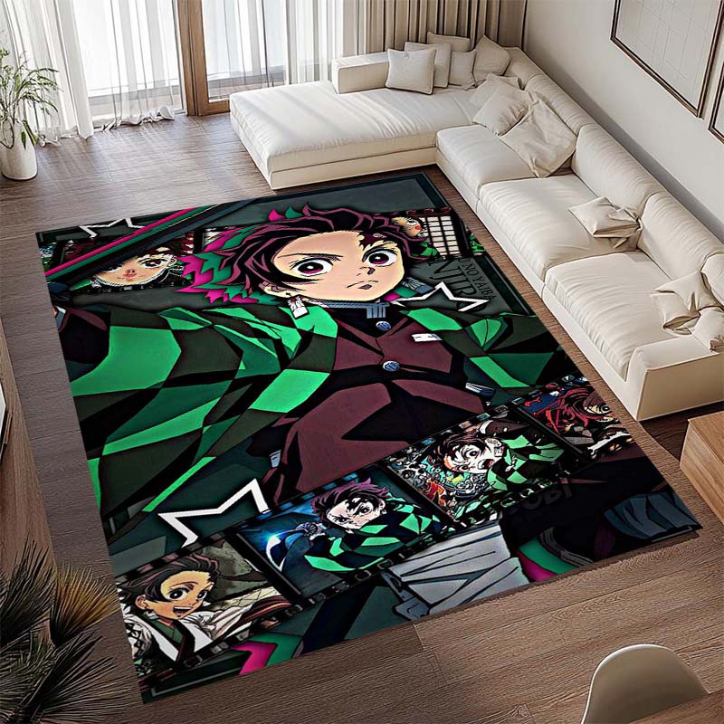 Anime-themed Kamado Nezuko Kimetsu No Yaiba Rug, Suitable for Playrooms, Bedrooms, Living Rooms, Sofas, and Other Home Décor;