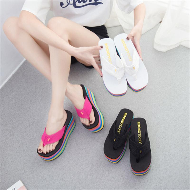 Fashion Women Slippers High Heels Flip Flop Wedge Slippers Women Summer 10CM Heels Platform Slippers Flip Flops Womens Black Slides 2025