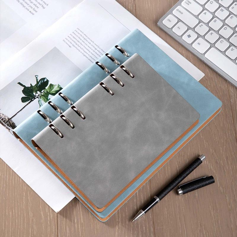 Practical 6 Ring Binder Planner Notebook A5 Refillable Loose Leaf Round Ring Journal Notepad with 100 Sheets Lined Paper