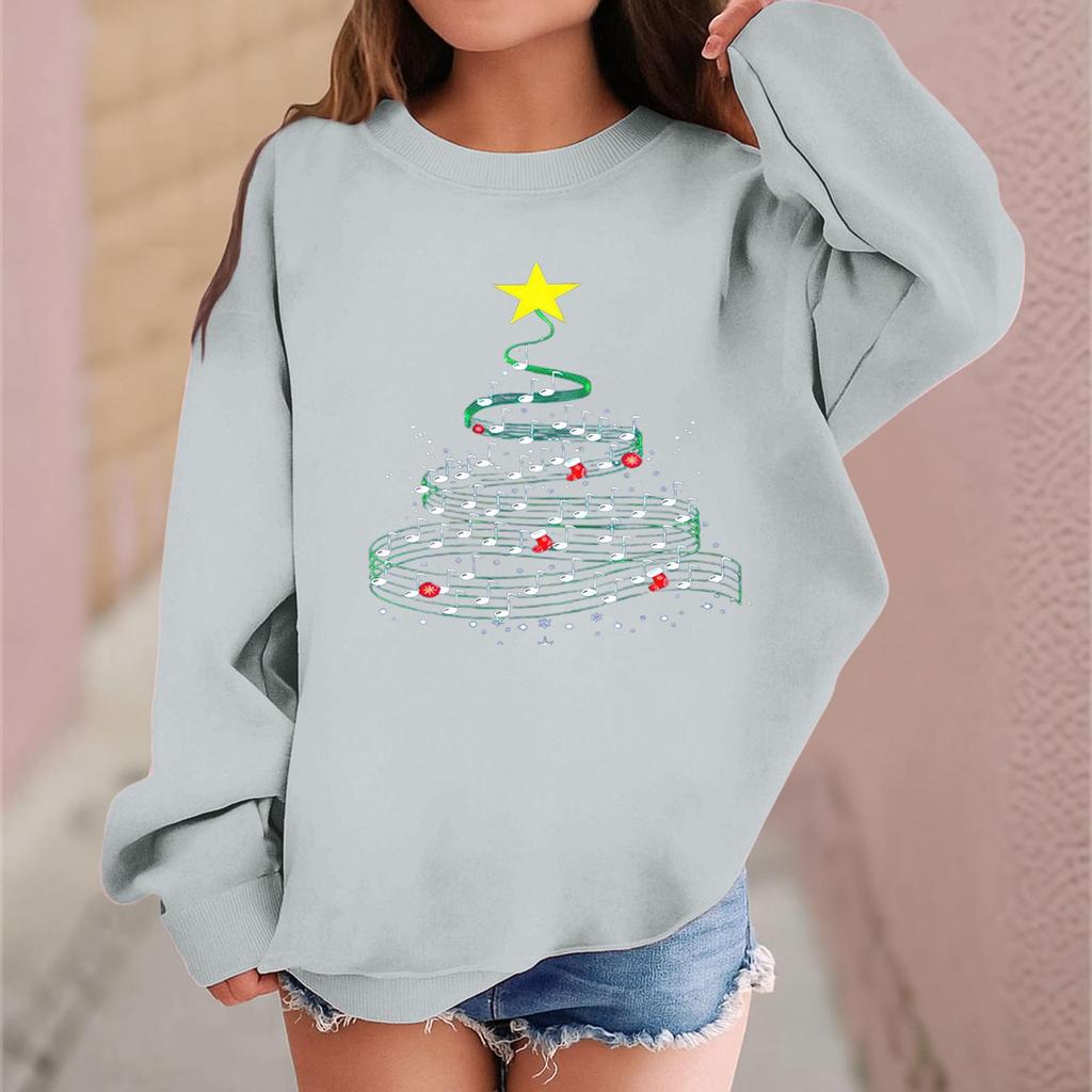 Children's Fashionable Casual Long-sleeved Loose Christmas Print Pullover Sweatshirt