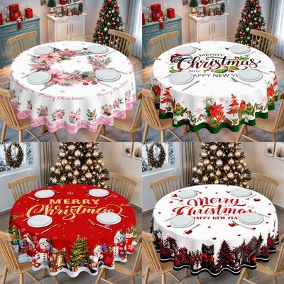New Christmas Printed Tablecloth Waterproof and Easy To Maintain Dining Table Cloth Festive Atmosphere Beautification Decoration