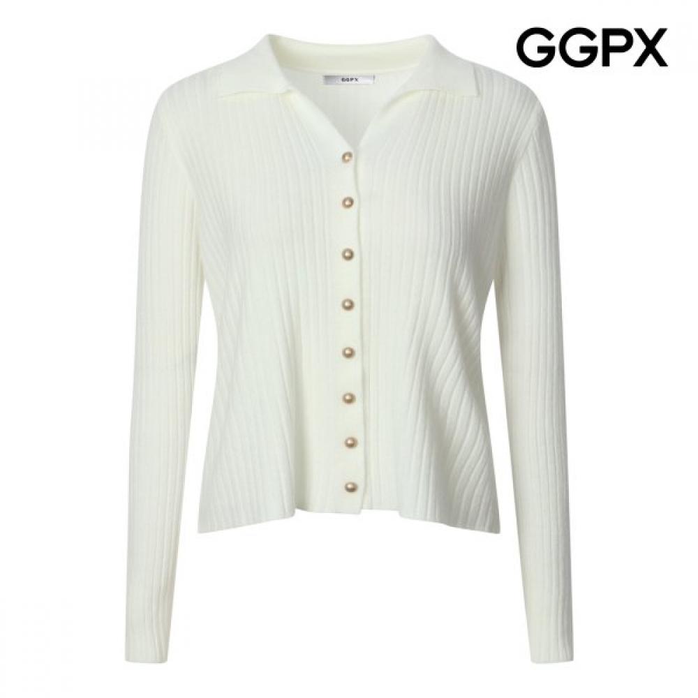 Ggpx Button Trim Collar Neck Rib Knit Gq2kp002b beige/F