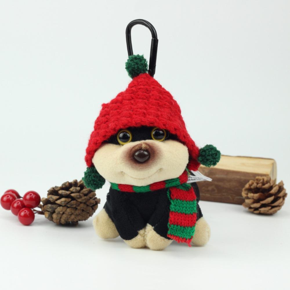 Soft Christmas Plush Doll Bow Creative Dog Pendant Cute Bee Puppy Keychain Daily