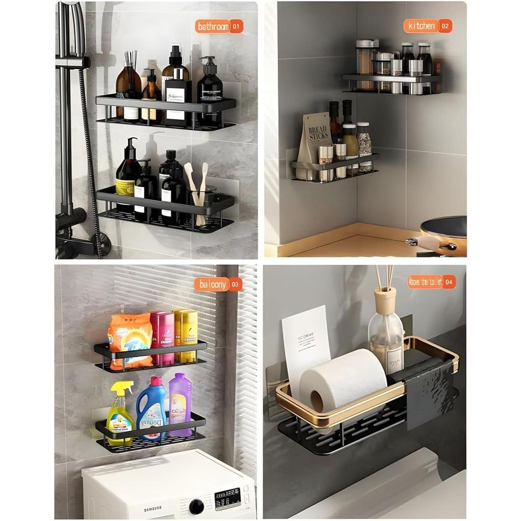 1 Pcs Aluminium Heavy Duty Self Adhesive Bathroom Shelf, Modern Style, Wall Mounted, Single Shelf,