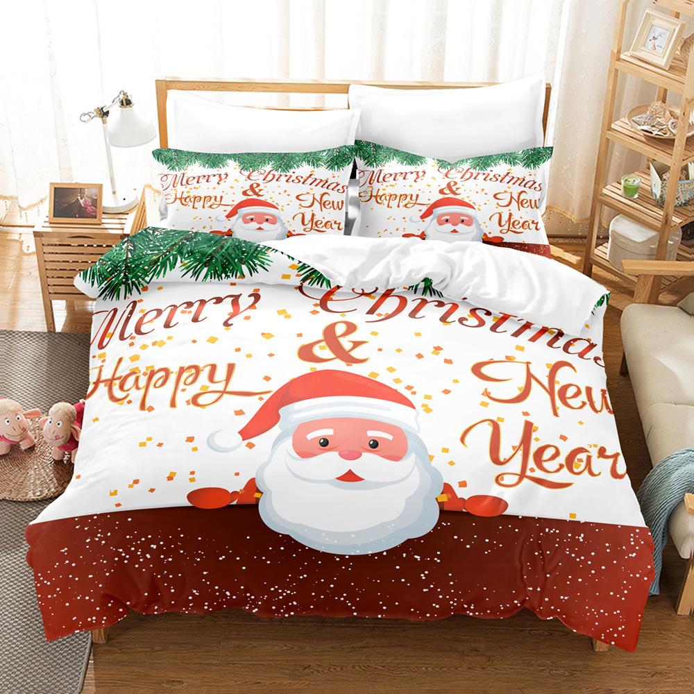 3D Digital Printing Three-Piece Set, Santa Claus 3D Printing Bedding Set