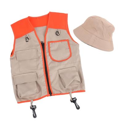 Outdoor Explorer Kit for Kids Dress Up & Pretend Play Costumes Washable Kids Safari Vest Safari Hat for Boys Girls