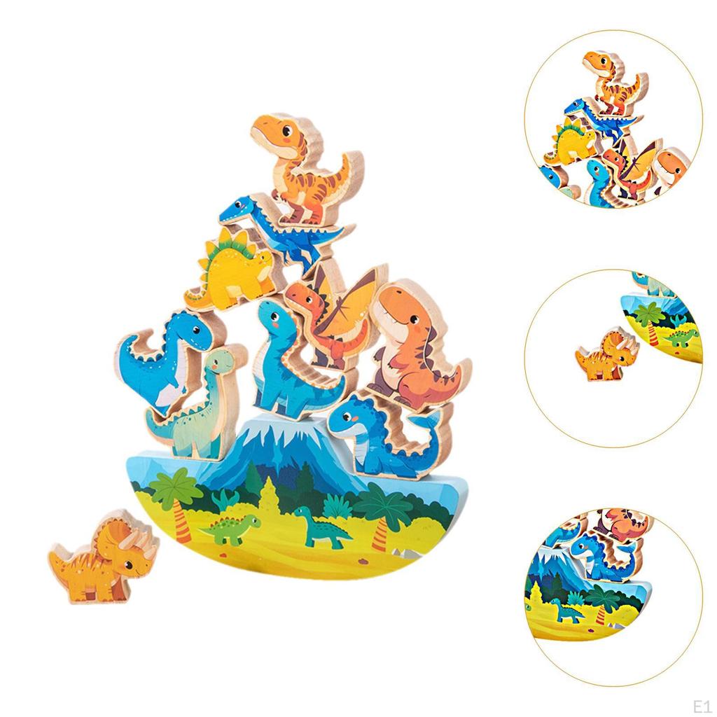 Wooden Balance Block Toy Sensory Recognition Developmental Early Learning Animal Stacking Building
