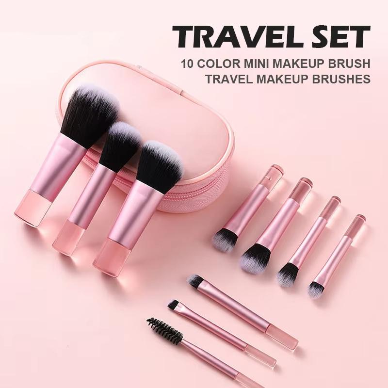 10 Pcs Mini Makeup Brush Set Powder Eyeshadow Foundation Blush Blender Concealer Beauty Makeup Tools Brush Professional Supplies
