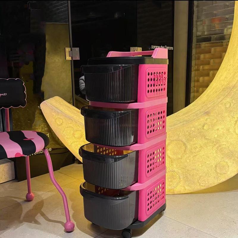 Compact Cream Baby Toy and Snack Storage Rack: Floor-Standing, Movable Cabinet for Baby Gear