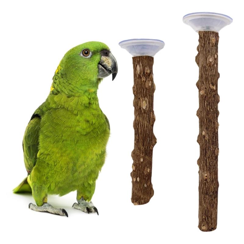 2PCS Bird Perch Stand With Strong Suction Cup For Parrots And Small Bird Indoor Training Exercise Enrichment Accessory