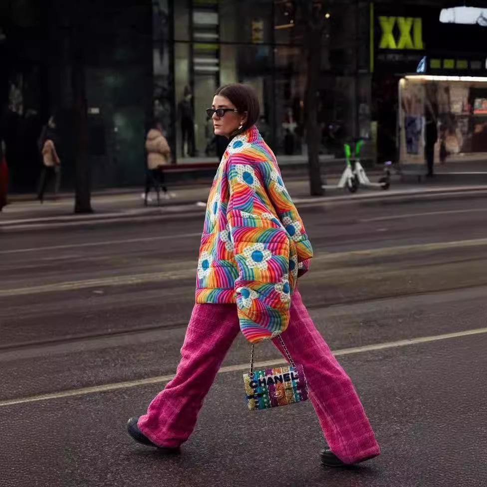 Rainbow Floral Quilted Jacket: Autumn & Winter Collection