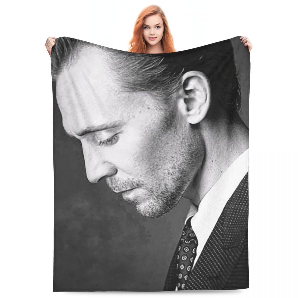 HD Latest Tom Hiddleston Collage Actor Blanket Flannel Sofa Throw Blanket Throw Blankets for Couch Bedding Throws Bedspread 75X95CM