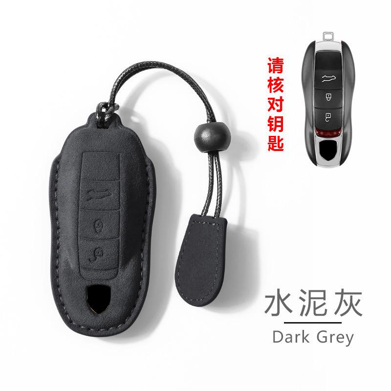 Suede Car Key Case Remote Cover Shell Holder Protector Fob For For Porsche Taycan Panamera Macan Cayenne Hybird 718 911 Boxster