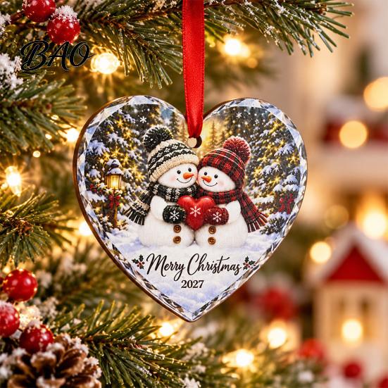 Decorative Wooden Crafts Christmas Tree Pendants with Red Rope, Cute Cartoon Hanging Ornaments Gifts for Family Holiday Home Decoration, Fireplace And