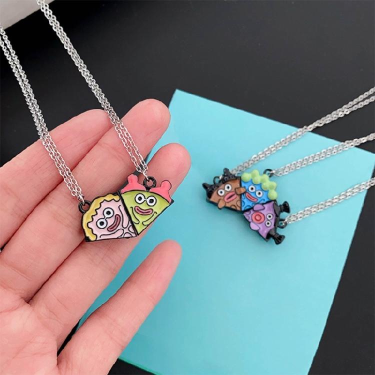 Cartoon Pizza Pendant Necklace for Women Girls, Magnetic Pendant Necklace