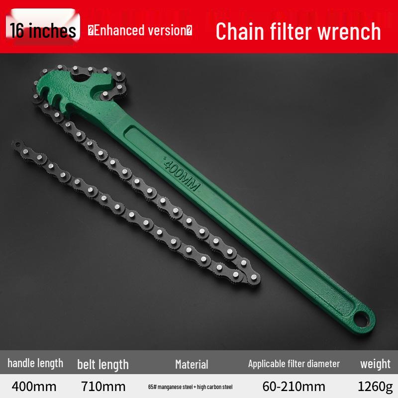Universal Engine Oil Filter Remover and Installer Tool with Belt Chain