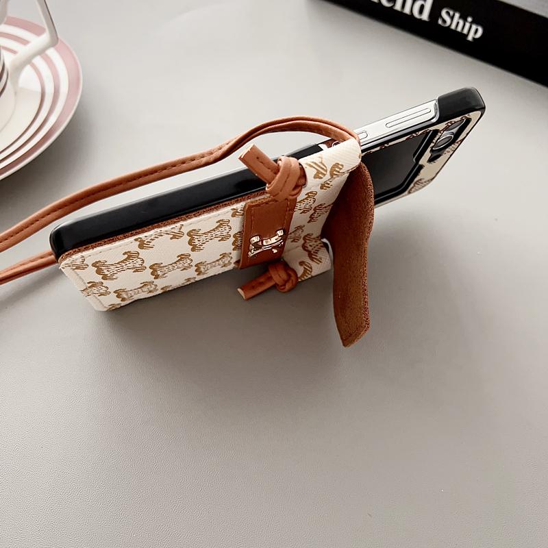 Rhombus Crossbody Lanyard Wallet Card Holders PU Leather Case For Samsung Galaxy Z Flip 4 zFlip 3 Flip 5 Cover Coque