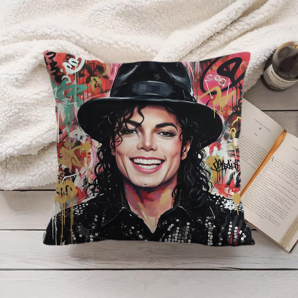 Michael JJackson cool Cushion Cover Silky Short Plush Invisible Zipper Dustproof Sofa Pillow Case for Home Decor