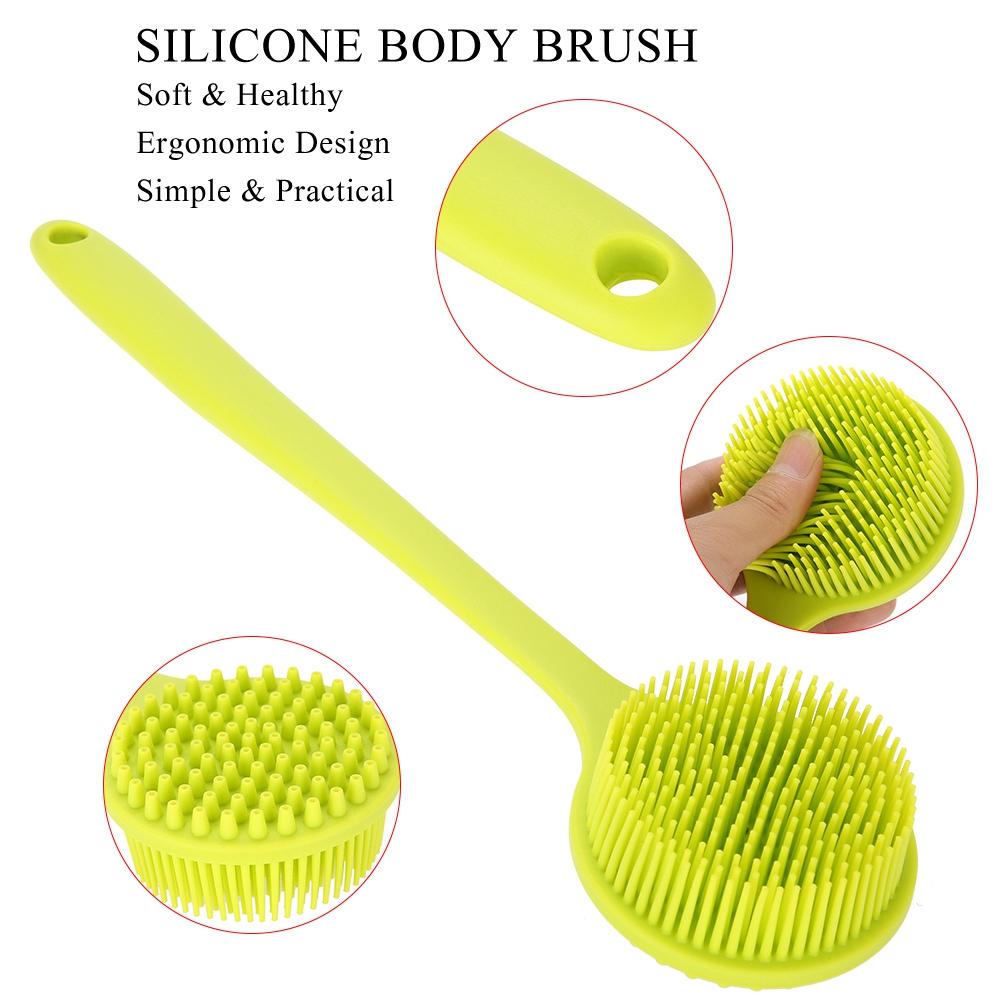 Silicone Soft Long Handle Shower Exfoliating Brush Body Scrubber Bath Shower Massage Brush