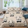 Cute Llama Duvet Cover Boys Cartoon Mr Llama Alpaca Bedding Set for Kids Black Brown Animal Theme Decor Lovely Comforter Cover