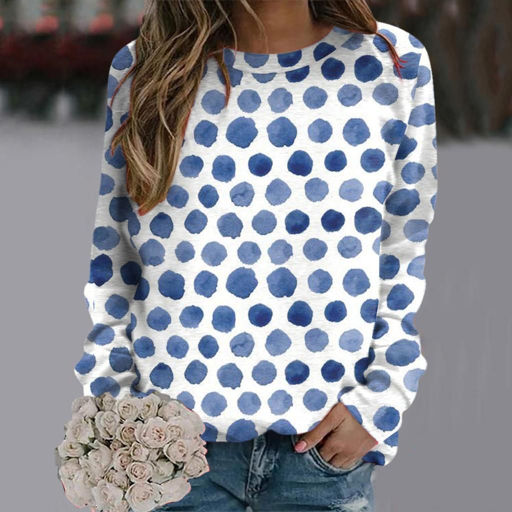 Fashionable Retro 3D Floral Print Women's Casual Round Neck Long Sleeved T-shirt