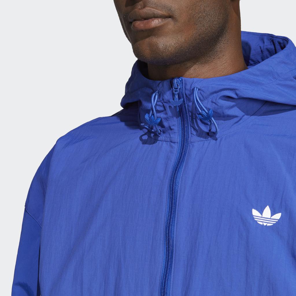 Adidas Originals Solid Logo Embroidered Zip-Up Hoodie Jacket Men Jackets Blue HR3321
