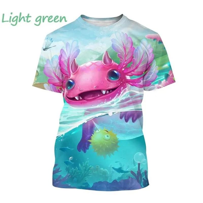 Hot Sale New Axolotl 3D Printed T-shirt Personality Animal Unisex Comfortable Round Neck Print Streetwear Tops Men Women Tees