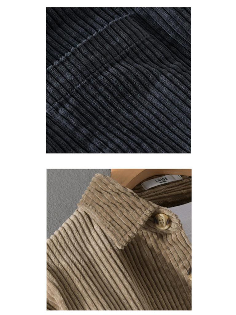 Men's Retro Corduroy Shirt Jacket - Long Sleeve, Casual Spring/Autumn Wear