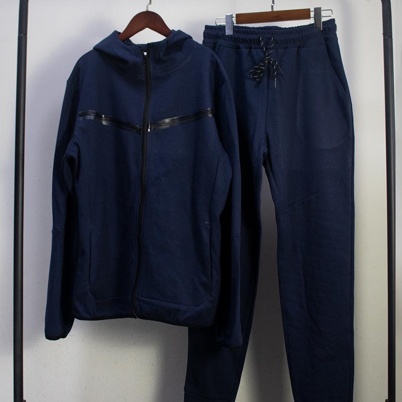 

Чоловічий весняно-осінній спортивний комплект із курткою та спортивними штанами Large темно-синього кольору