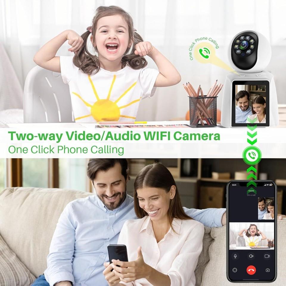 3MP WiFi Indoor Surveillance Camera with 2.8-inch Screen 2K 360° Two-Way Audio