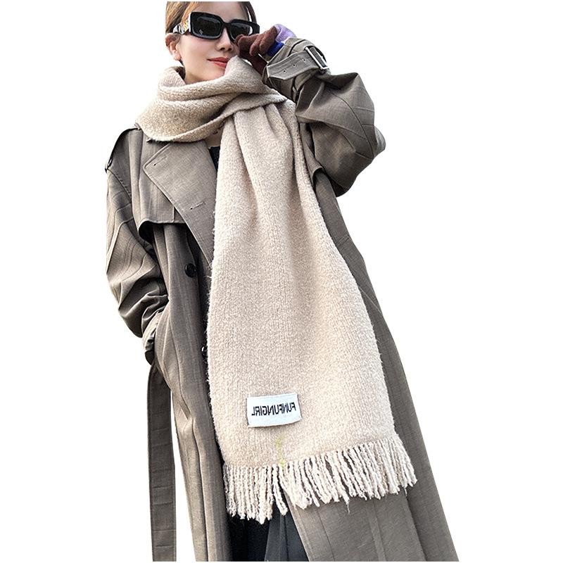 Autumn and Winter New Fashion Atmosphere Scarf Women's Warm Versatile Simple High-end Fringed Wool Scarf