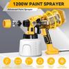 Paint Sprayer, Cosyjazz 1200W HVLP Spray Paint Gun with 5 Nozzles & 3 Spray Patterns, Adjustable Flow Control, 1400ml Container & Cleaning Tools, for