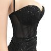 X5308 Solid Color Sequin Women's Sexy See-through Camisole Bustier Dress