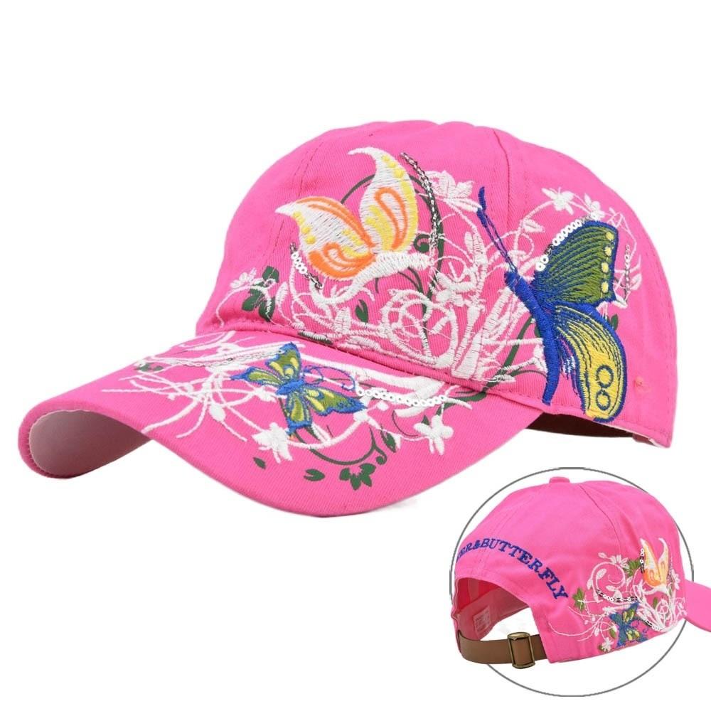 Embroidered Butterfly Baseball Cap Sequin Cotton Baseball Cap Cute Peaked Cap Outdoor