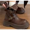 Women's Retro Ankle Boots 2026 Brown Fashion Platform Shoes Korean Soft-soled Anti-slip Multi-functional Catwalk Princess Boots