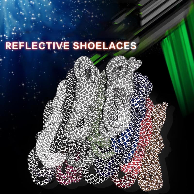 1 Pair 120CM Reflective Sports Shoelace Round Woven Rope Rhoelace Rtrong Light Shoelace Durable Polyester Shoelace Rope