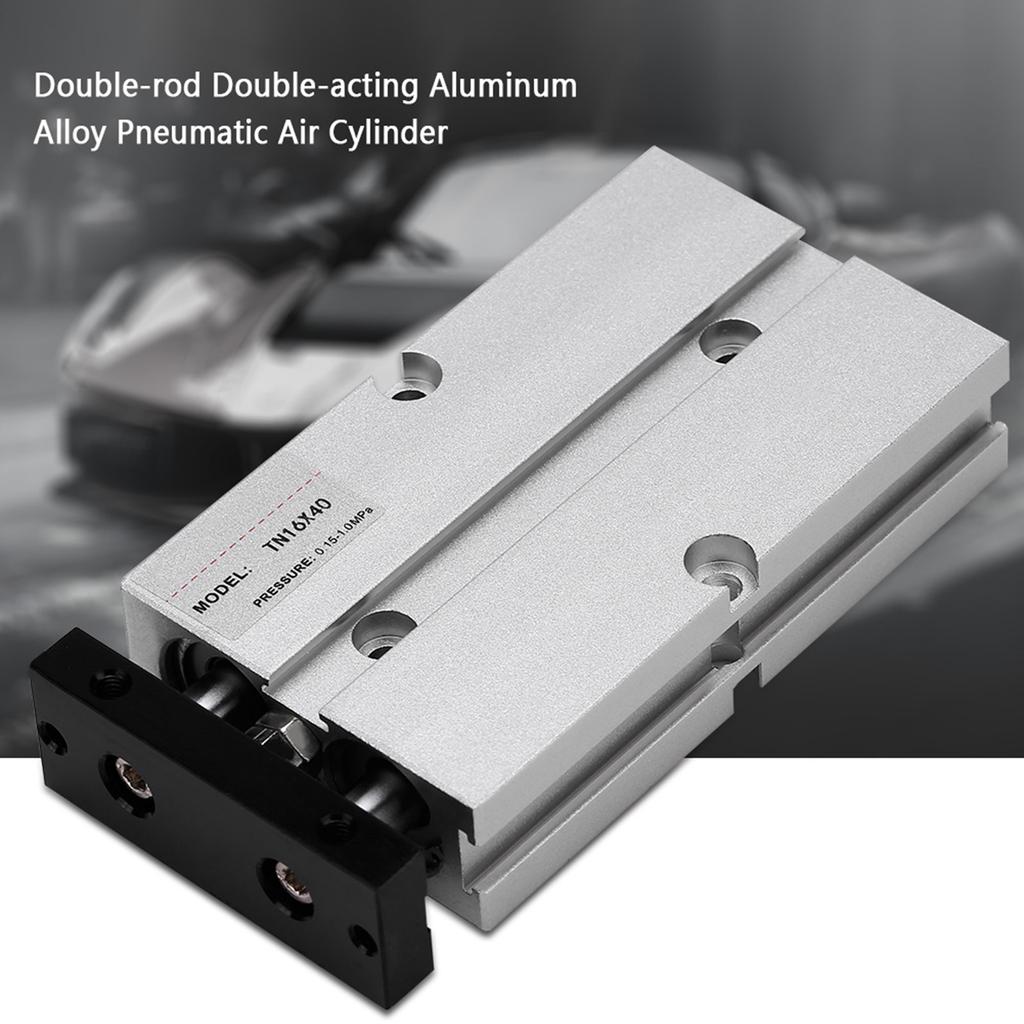 1 stk 16mm Boring Dobbel stang Dobbelvirkende Aluminiumslegering Pneumatisk Luftsylinder (40mm Slaglengde)