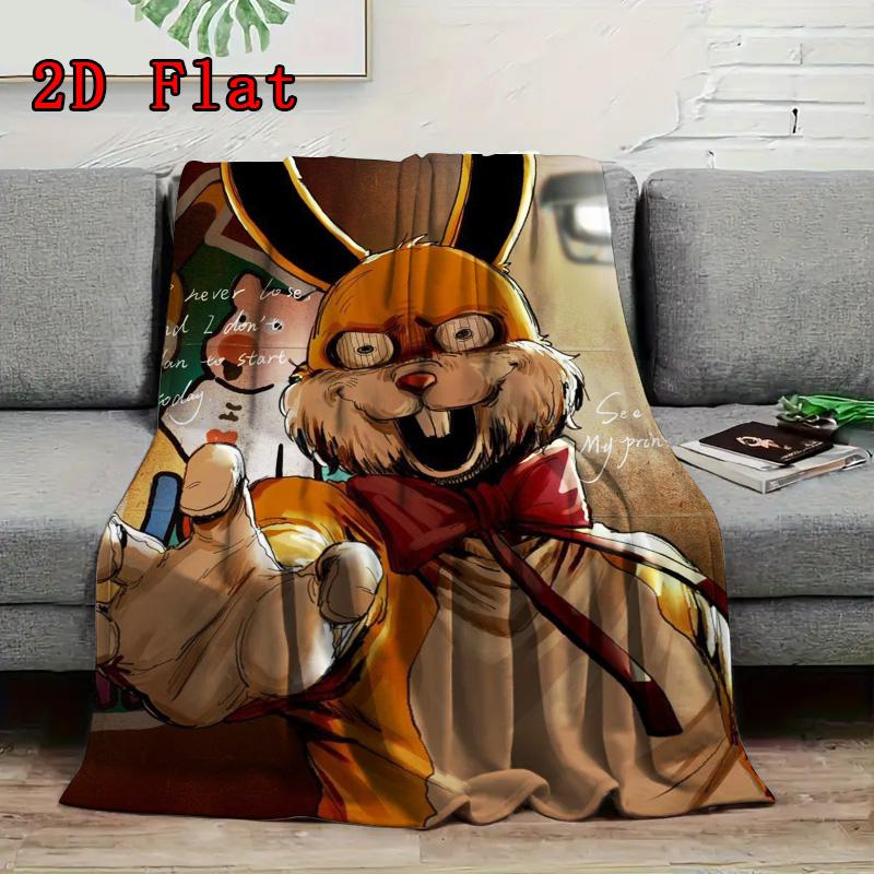 Horror Rabbit 2D Flat Pattern Flannel Blanket High quality All Seasons Warmth and Comfort Perfect for Christmas Gifts.