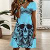 Women Plus Size V Neck Short Sleeve Dress Tropical Blossom Printed Relaxed Dress For Seaside Trip And Daily Life