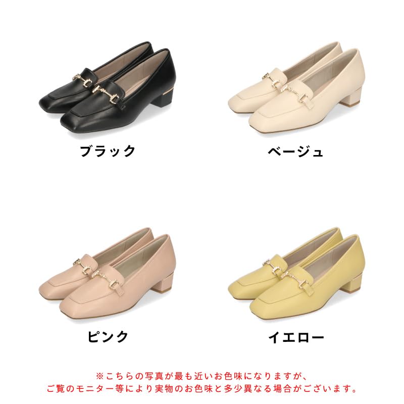 Women's Loafers and Pumps with a Bit Motif, Metallic Lines, Chunky Heel, and Comfortable Fit (52301)