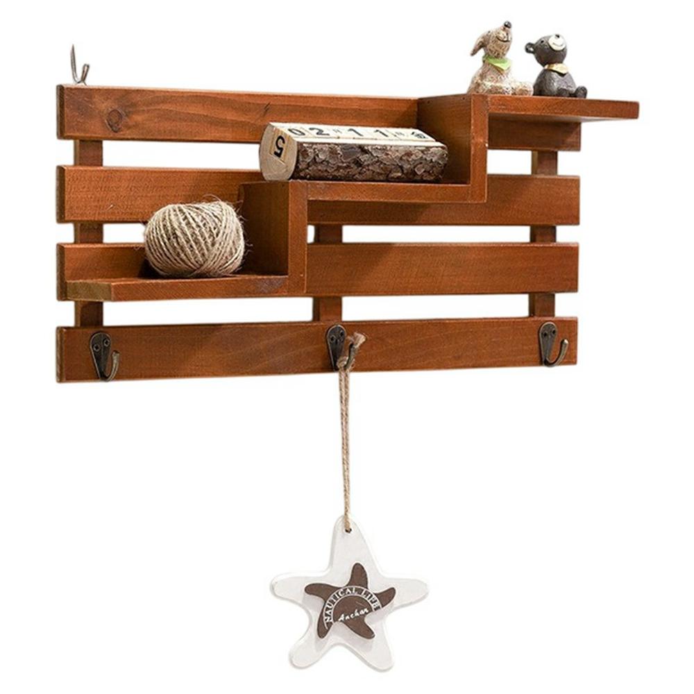 Étagère Murale Créative Sans Perçage Porte-Clés Organisateur d'Entrée Crochets Muraux Décoratifs pour Maison/Bureau