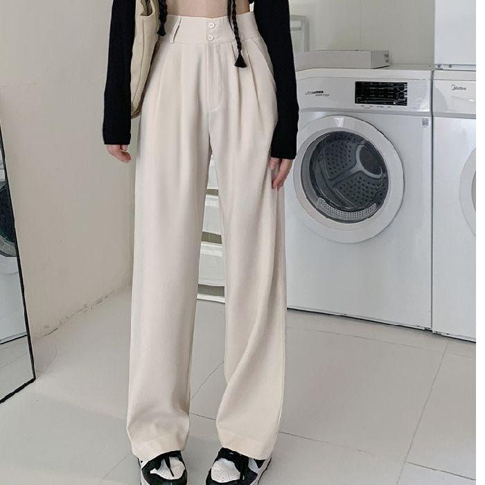 Casual Wide-leg Pants for Women In Summer New High-waisted Slim Loose and Slim Large Size Versatile Straight Suit Pants